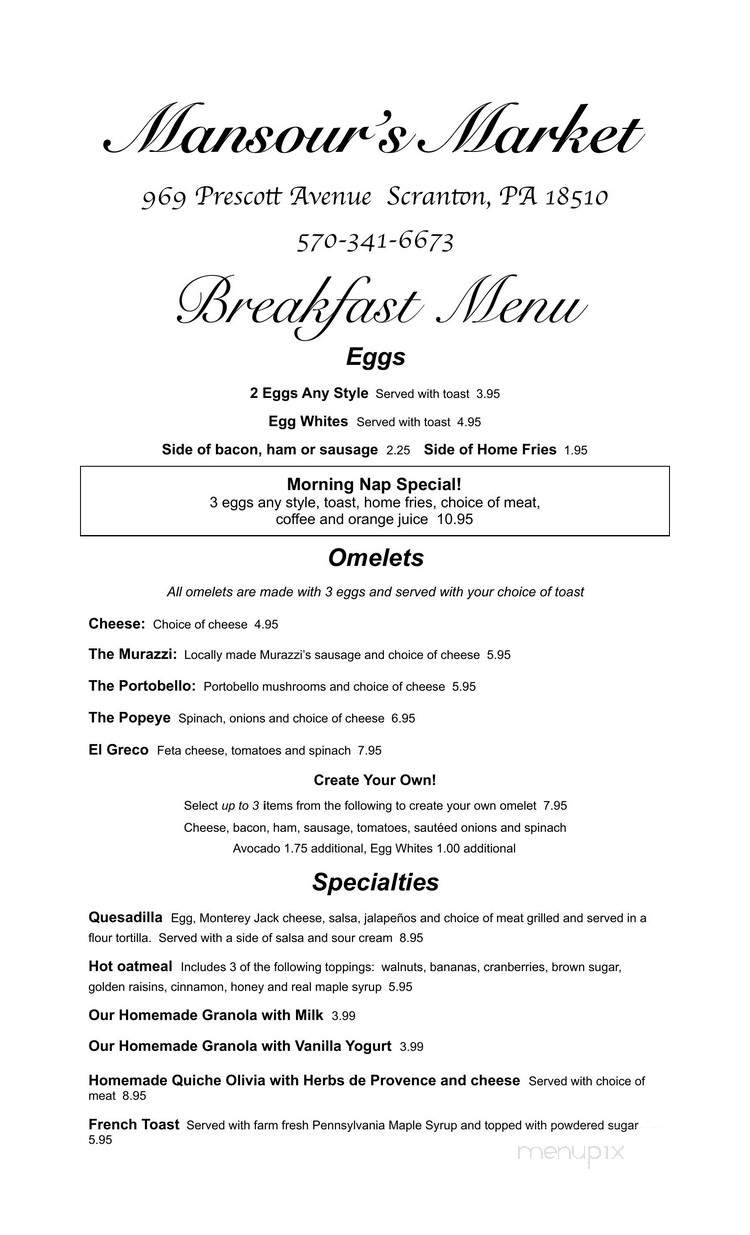 Mansour's Market - Scranton, PA menu_pic