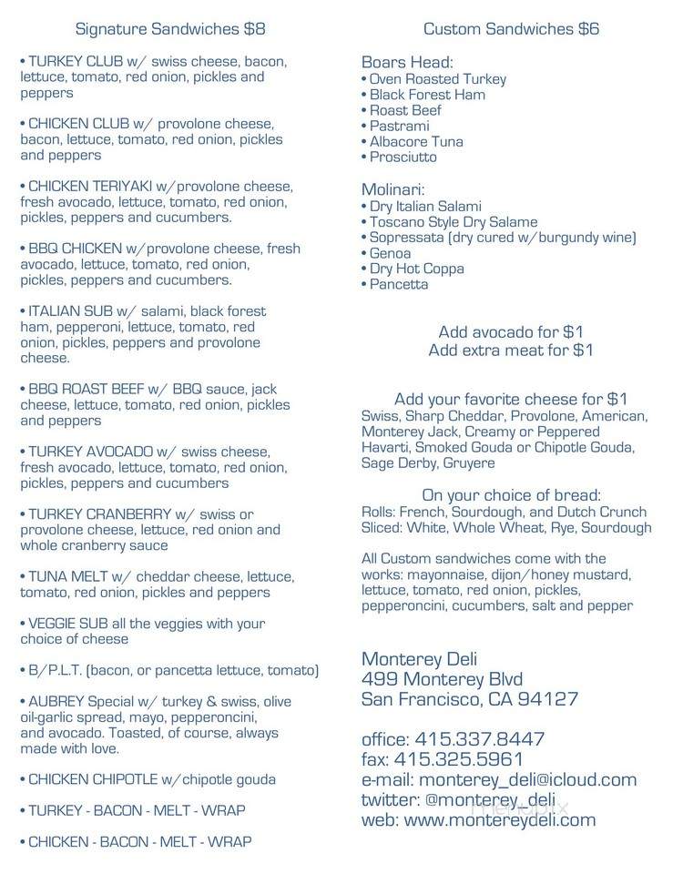 Monterey Deli - San Francisco, CA menu_pic