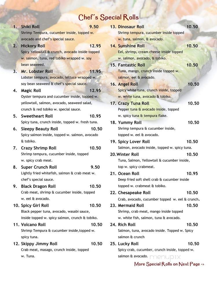 Shiki Sushi and Habachi - Chesapeake, VA menu_pic