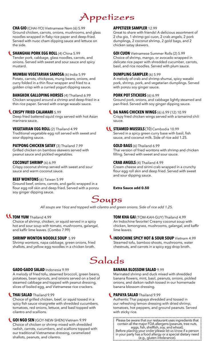 Indochine Restaurant - Wilmington, NC menu_pic