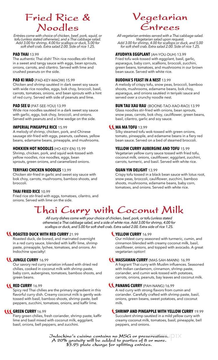 Indochine Restaurant - Wilmington, NC menu_pic