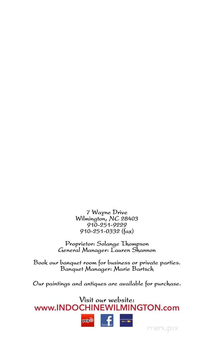 Indochine Restaurant - Wilmington, NC menu_pic