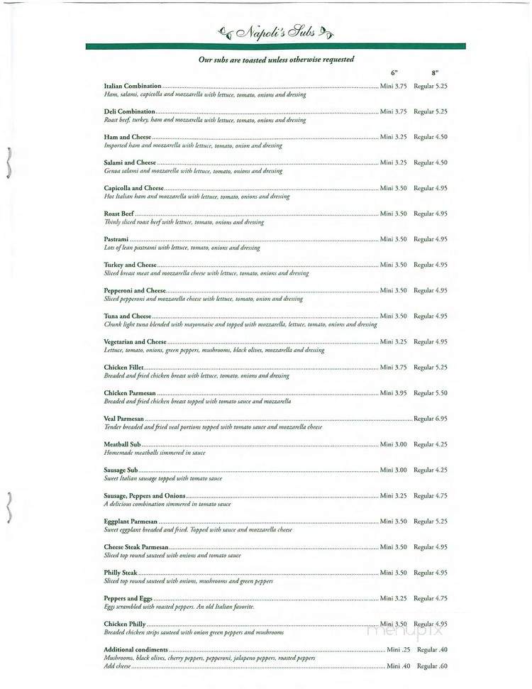 Napoli's Italian Restaurant - Winter Springs, FL menu_pic