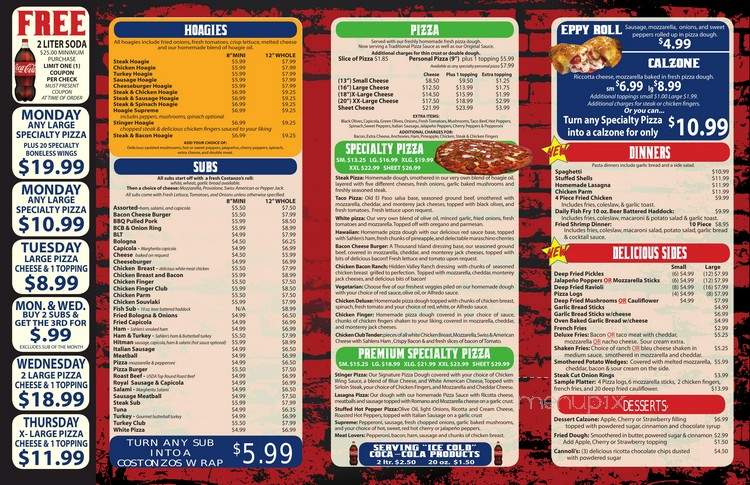 Artone's Pizza & Subs - Buffalo, NY menu_pic