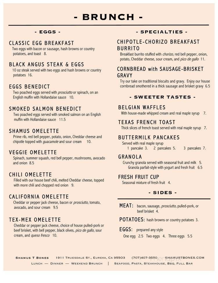 Shamus T Bones - Eureka, CA menu_pic