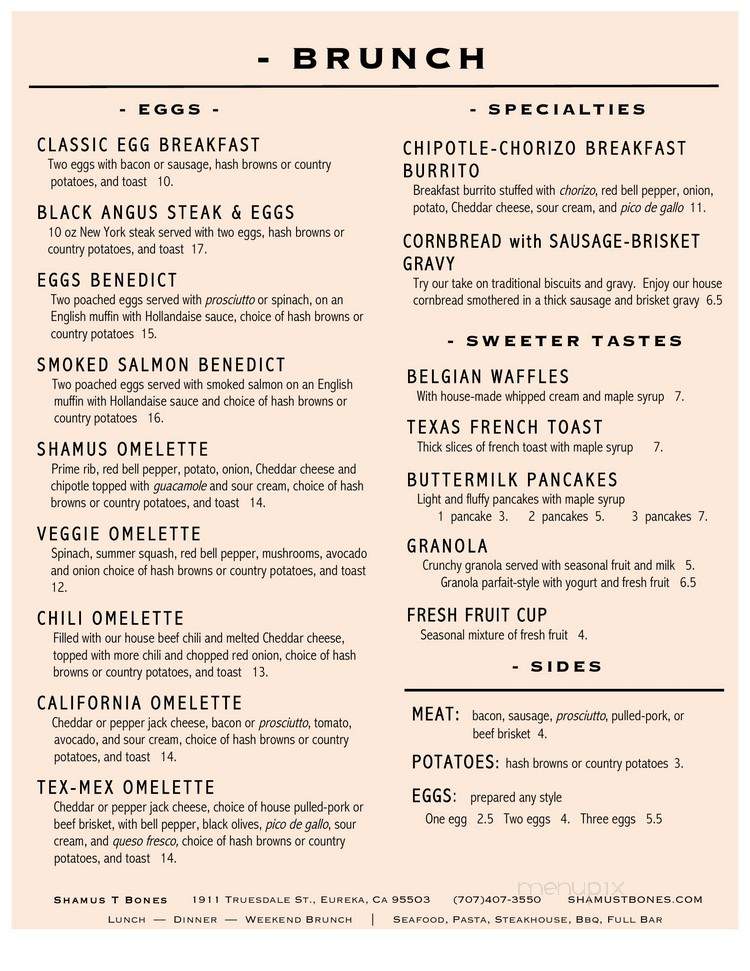 Shamus T Bones - Eureka, CA menu_pic