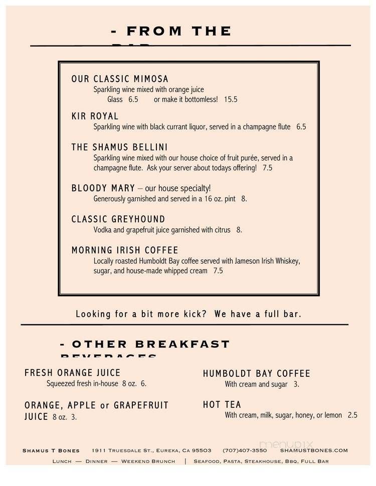 Shamus T Bones - Eureka, CA menu_pic