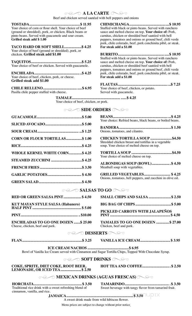 La Paz - Calabasas, CA menu_pic