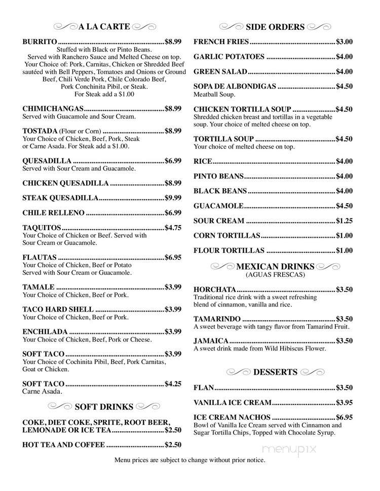 La Paz - Calabasas, CA menu_pic