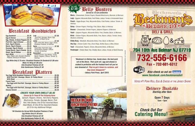 Beckman's Deli - Belmar, NJ menu_pic