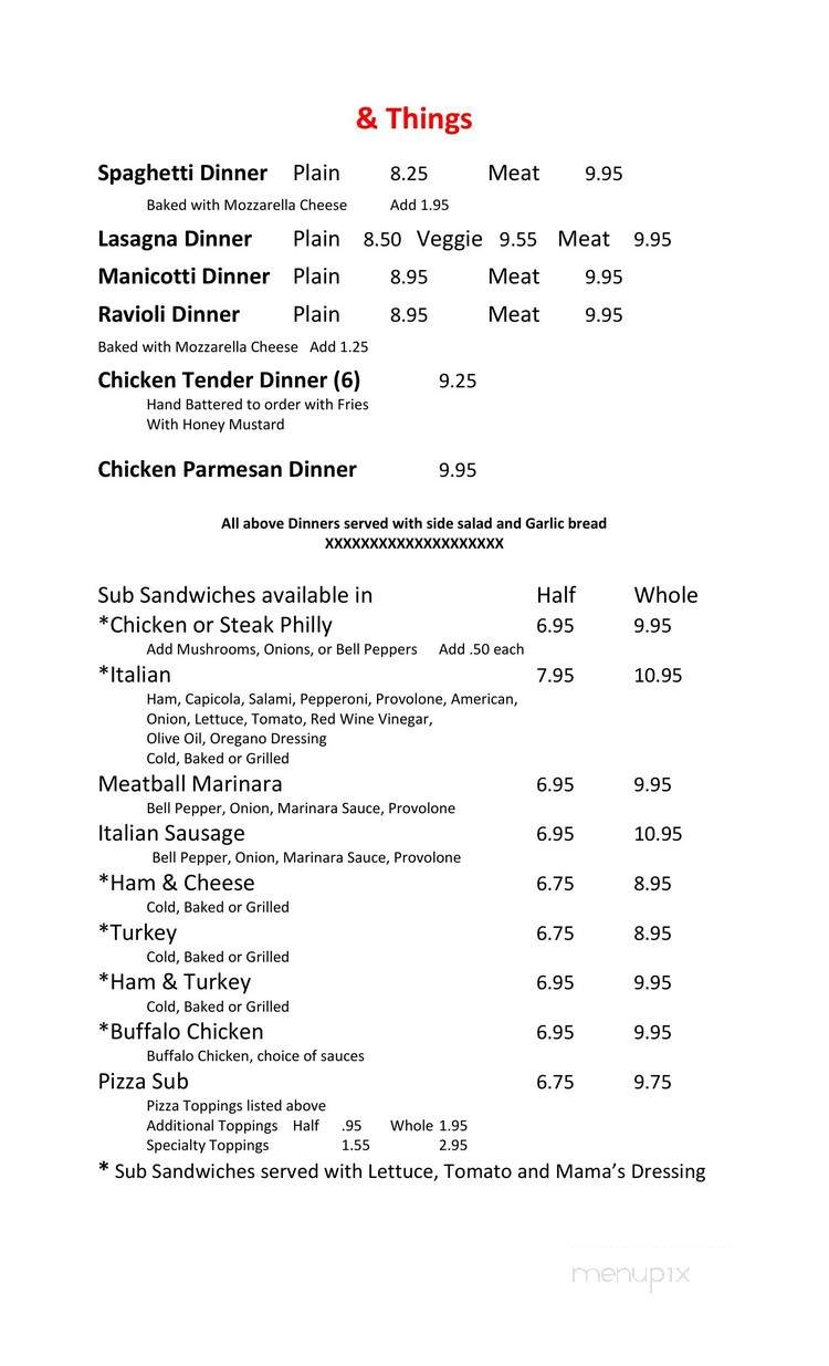 Mama Sherry's Pizza, Wings & Things - Destin, FL menu_pic