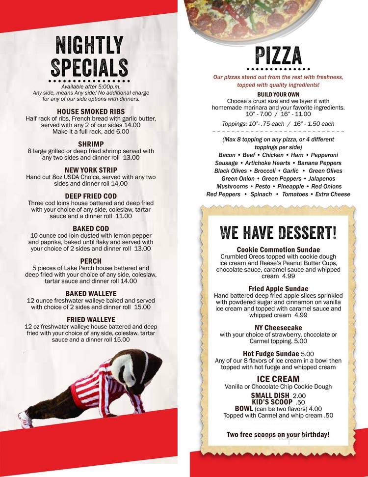 Deaks Pub & Grill - Stoughton, WI menu_pic
