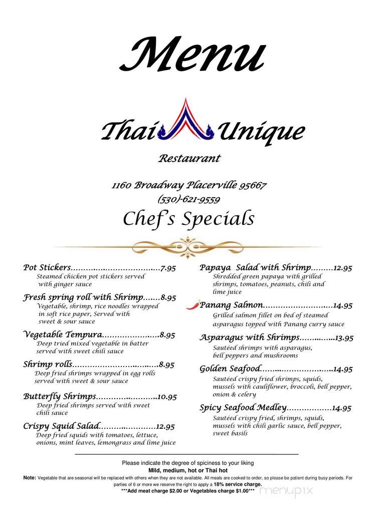 Thai Unique - Placerville, CA menu_pic