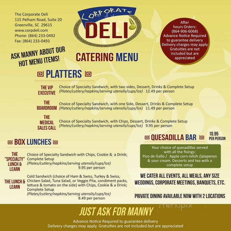 Corporate Deli - Greenville, SC menu_pic