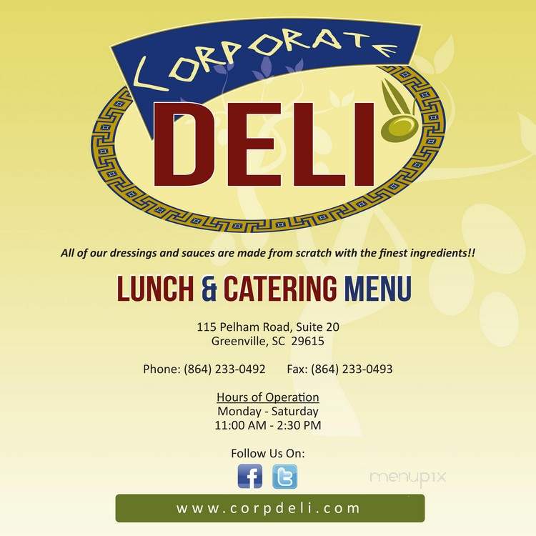 Corporate Deli - Greenville, SC menu_pic