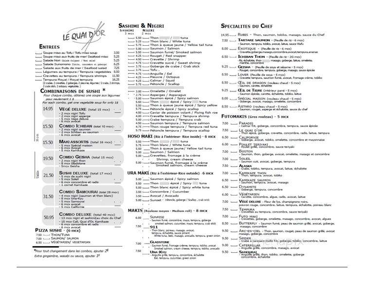 Restaurant Le Quai D'Or - Greenfield Park, QC menu_pic