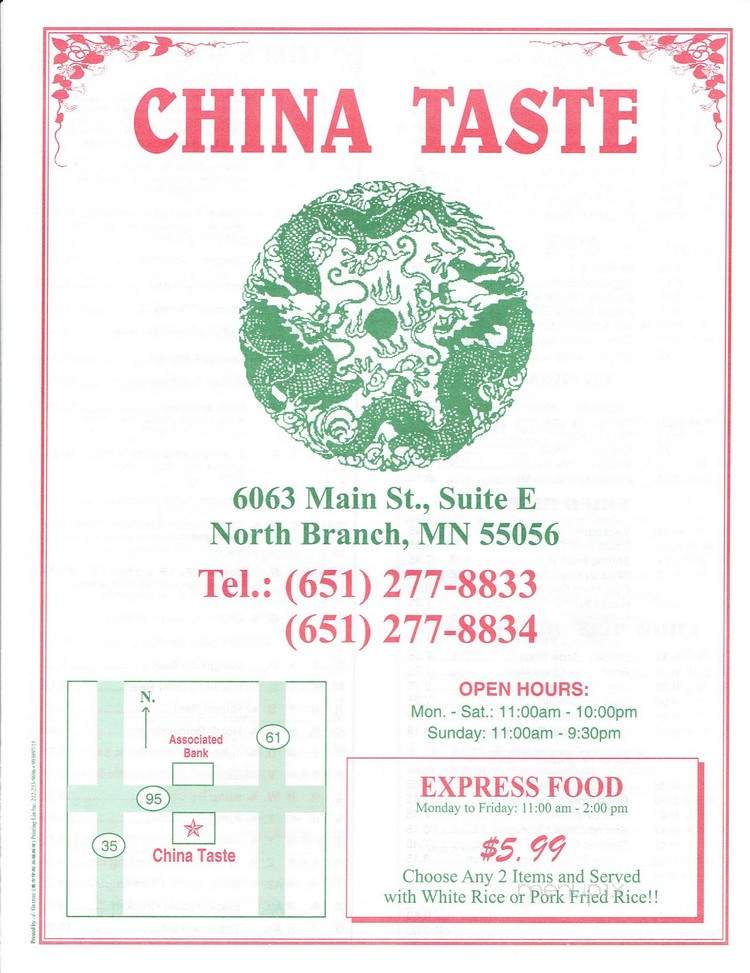 China Taste - North Branch, MN menu_pic