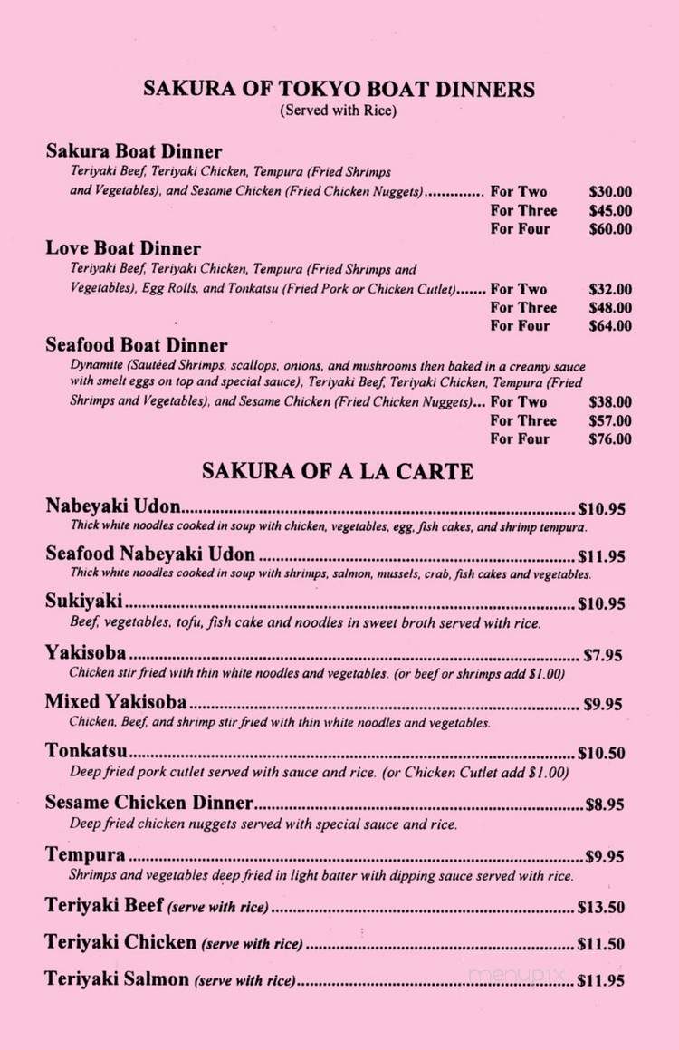 Sakura Of Tokyo - West Covina, CA menu_pic