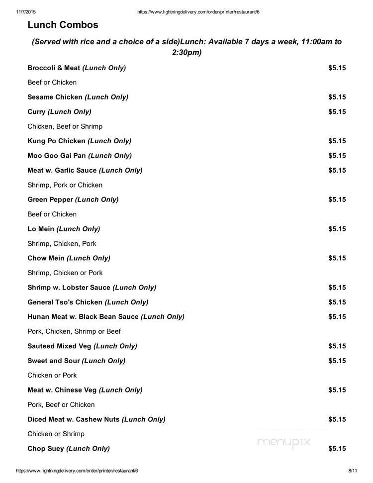 Happy China - Springfield, MO menu_pic