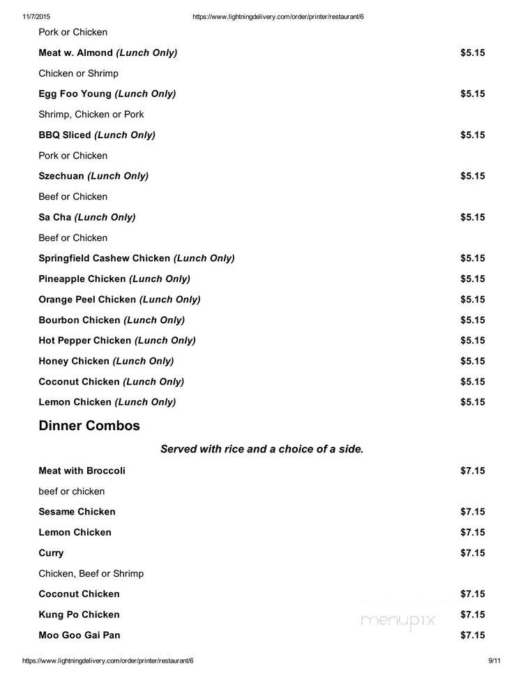 Happy China - Springfield, MO menu_pic