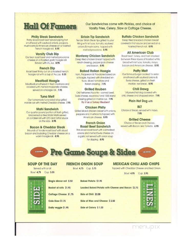 Varsity Club - Trinity, FL menu_pic
