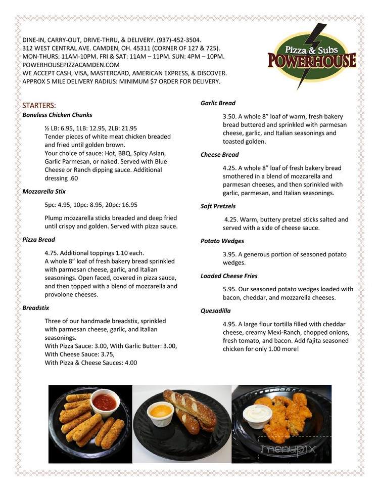 Powerhouse Pizza - Camden, OH menu_pic
