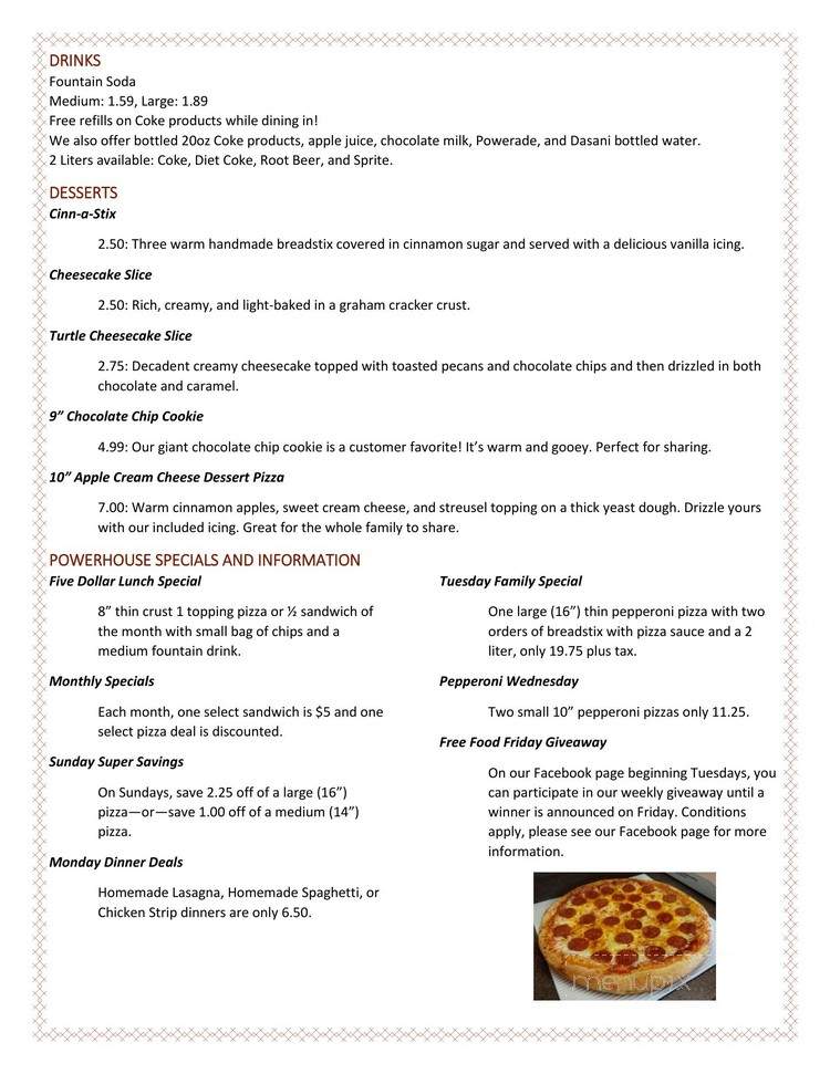 Powerhouse Pizza - Camden, OH menu_pic