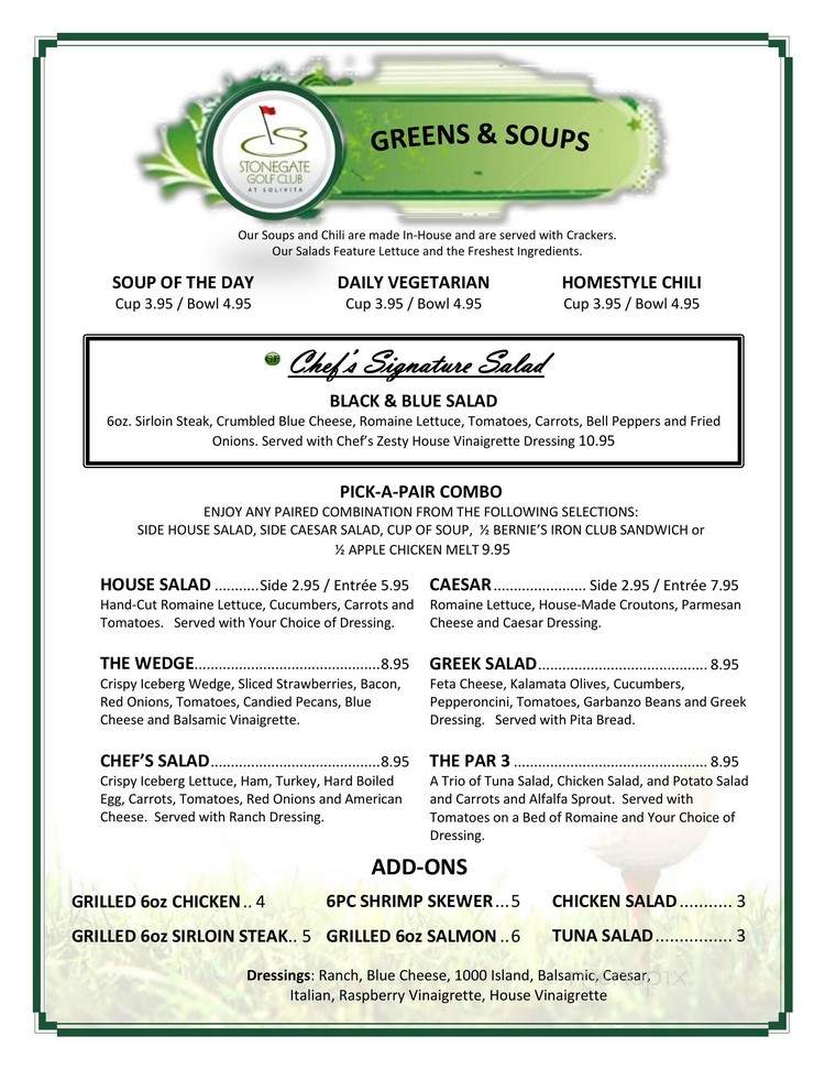 Grille At Stonegate - Kissimmee, FL menu_pic