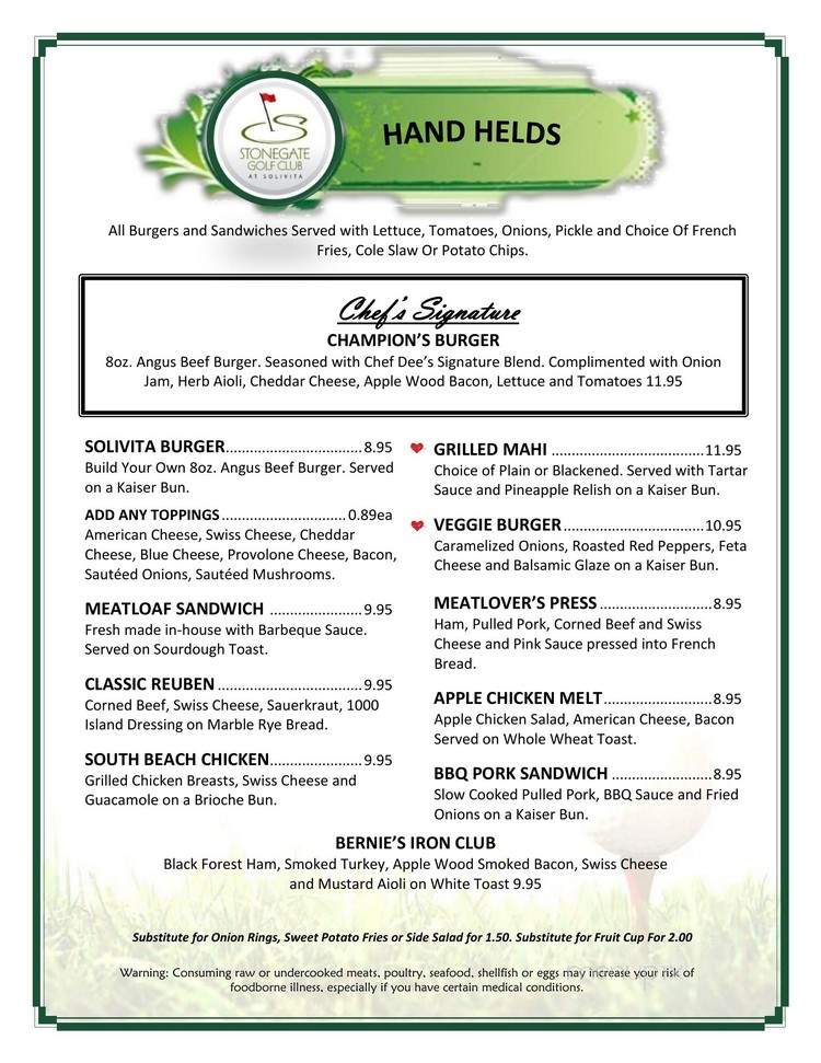 Grille At Stonegate - Kissimmee, FL menu_pic