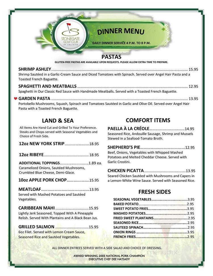 Grille At Stonegate - Kissimmee, FL menu_pic