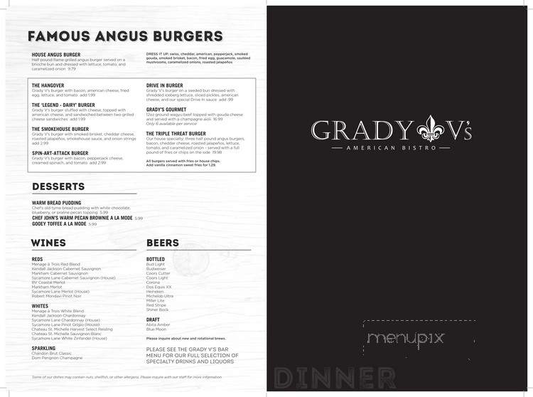Grady V's American Bistro - Thibodaux, LA menu_pic