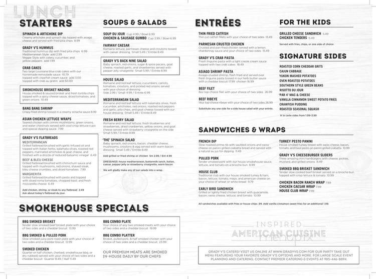 Grady V's American Bistro - Thibodaux, LA menu_pic