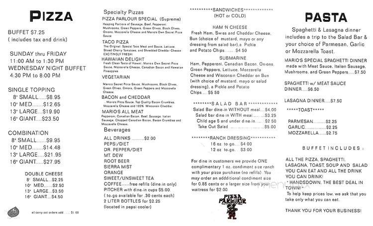 Pizza Parlour - Alma, AR menu_pic