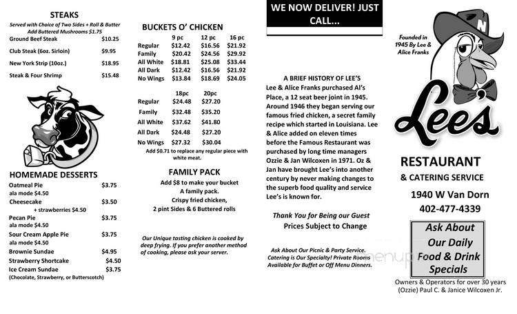Lee's Chicken Restaurant - Lincoln, NE menu_pic