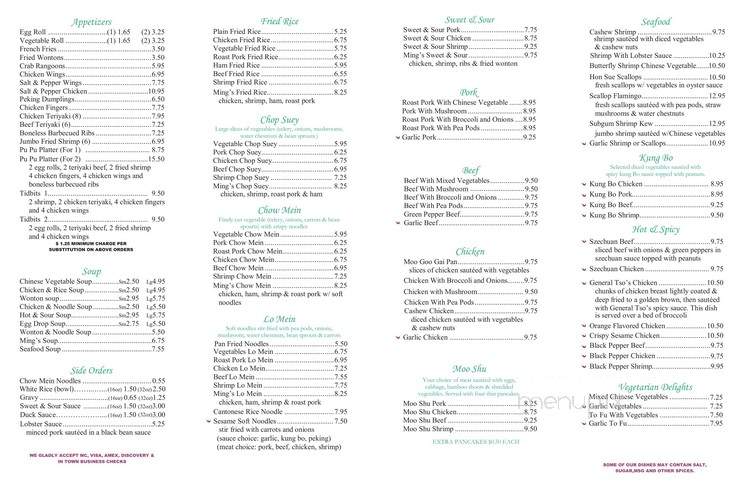 Ming Chop Suey - Chicago, IL menu_pic