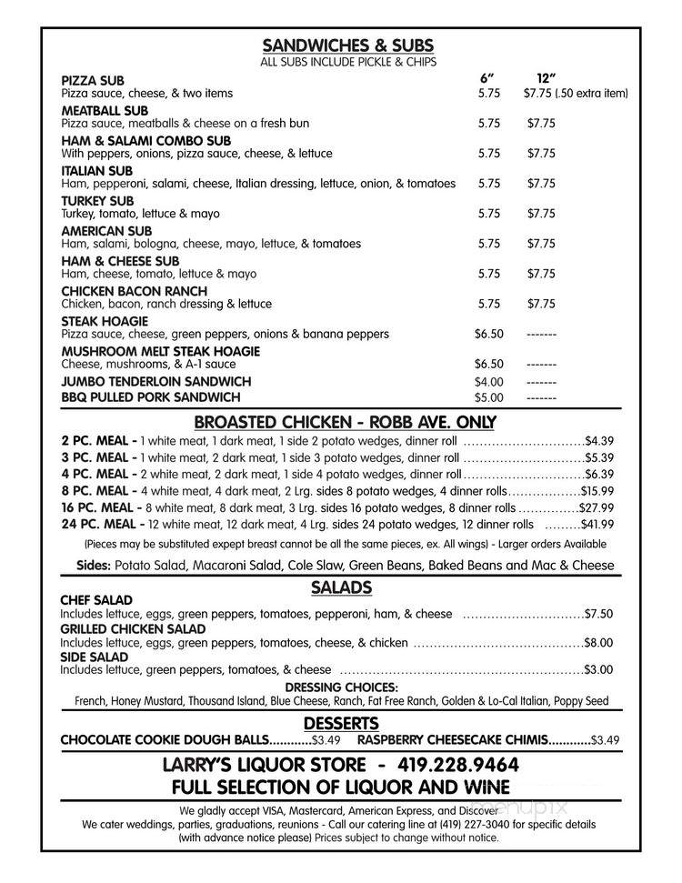 Wally's Fillin Station - Lima, OH menu_pic