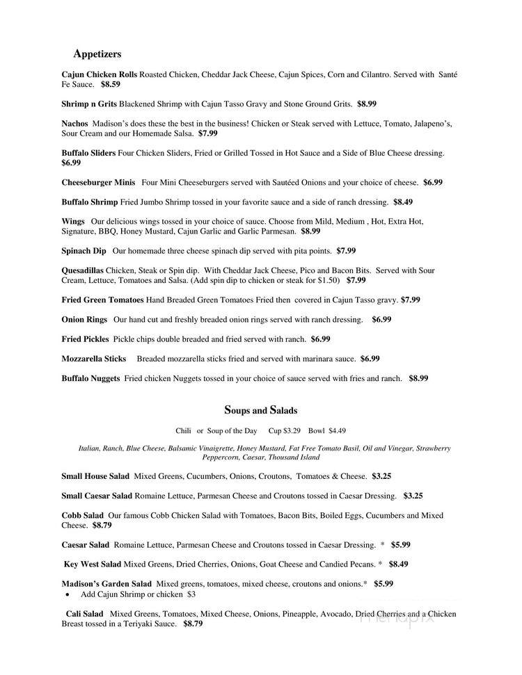Madison's on the Corner - Fort Mill, SC menu_pic