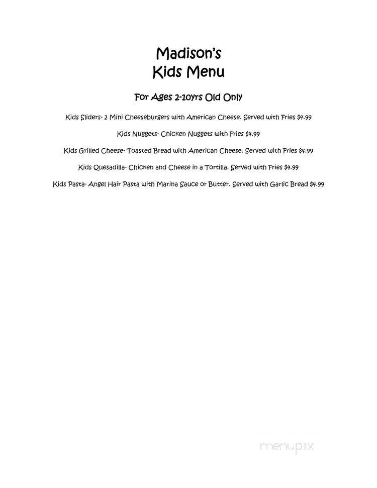 Madison's on the Corner - Fort Mill, SC menu_pic