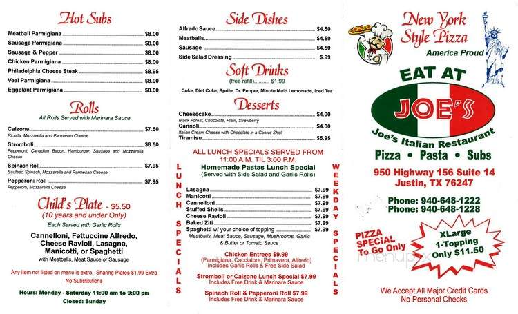 Joe's Italian Restaurant - Justin, TX