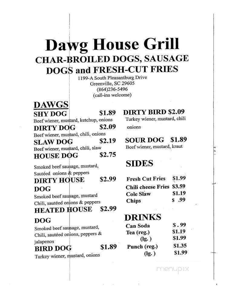 Dawg House Grille - Greenville, SC menu_pic