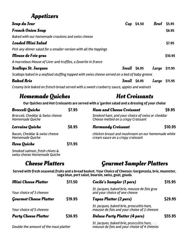Cecile's French Corner - Mount Dora, FL menu_pic