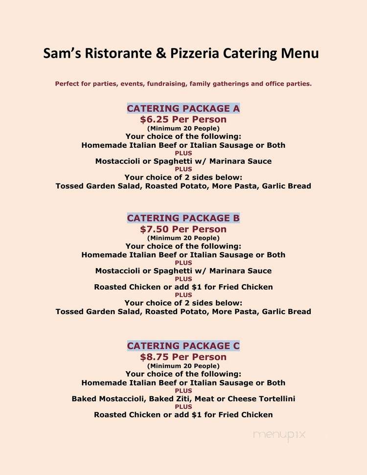Sam's Pizza Restaurant - Rockton, IL menu_pic