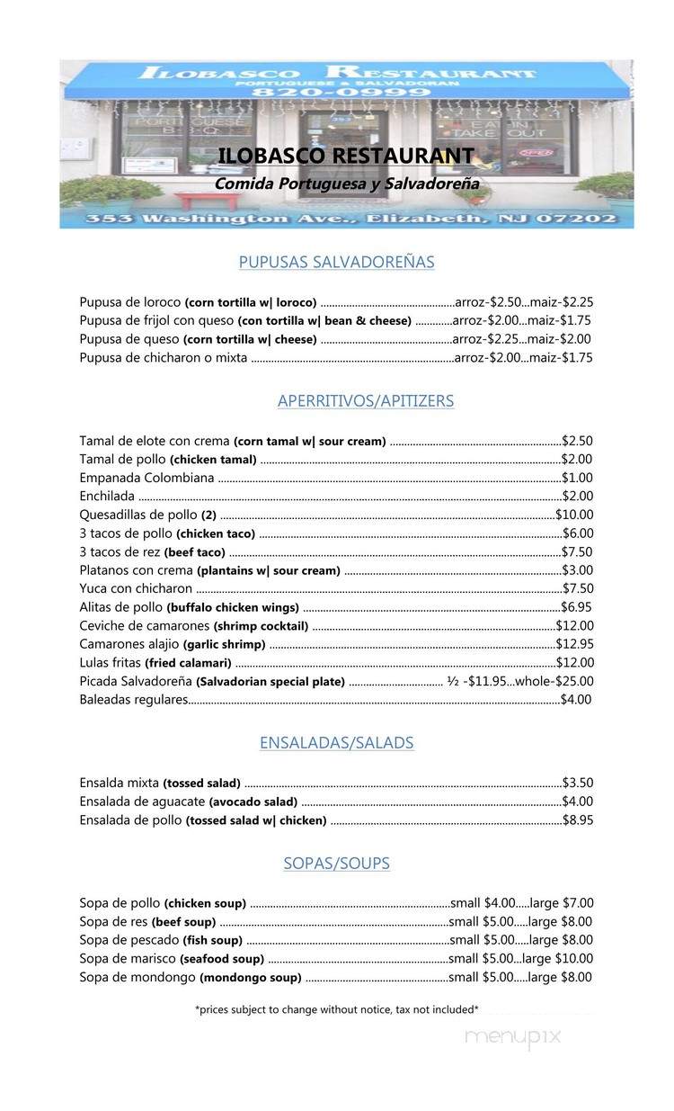 Ilobasco Restaurant - Elizabeth, NJ menu_pic