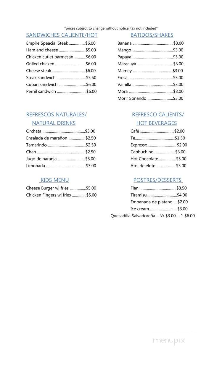 Ilobasco Restaurant - Elizabeth, NJ menu_pic