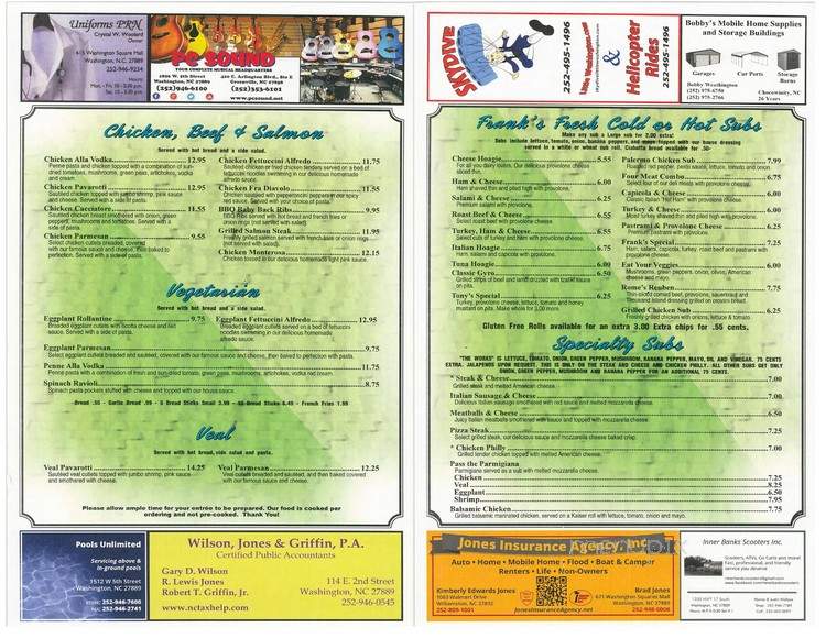 Frank's Pizza Italian - Washington, NC menu_pic
