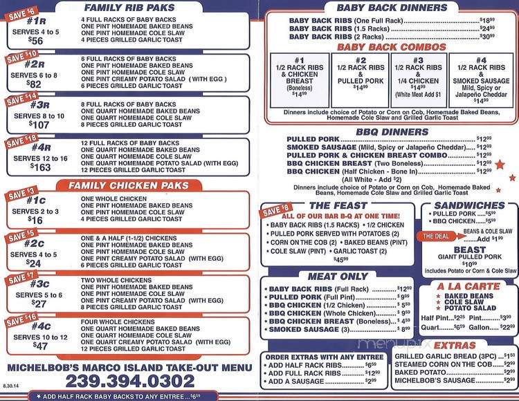 Michelbob's Championship Ribs - Marco Island, FL menu_pic
