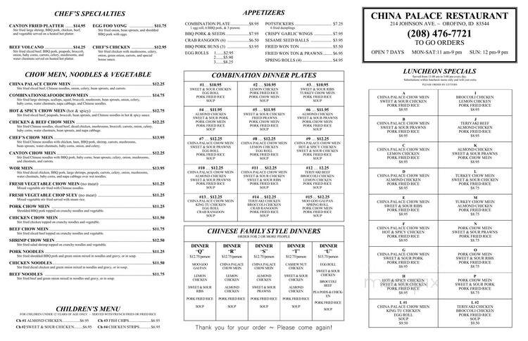 China Palace - Orofino, ID menu_pic