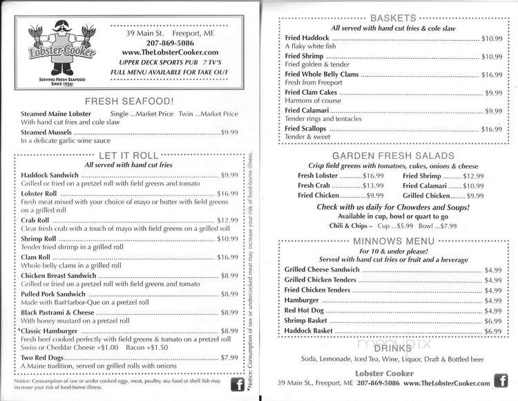 Lobster Cooker - Freeport, ME menu_pic