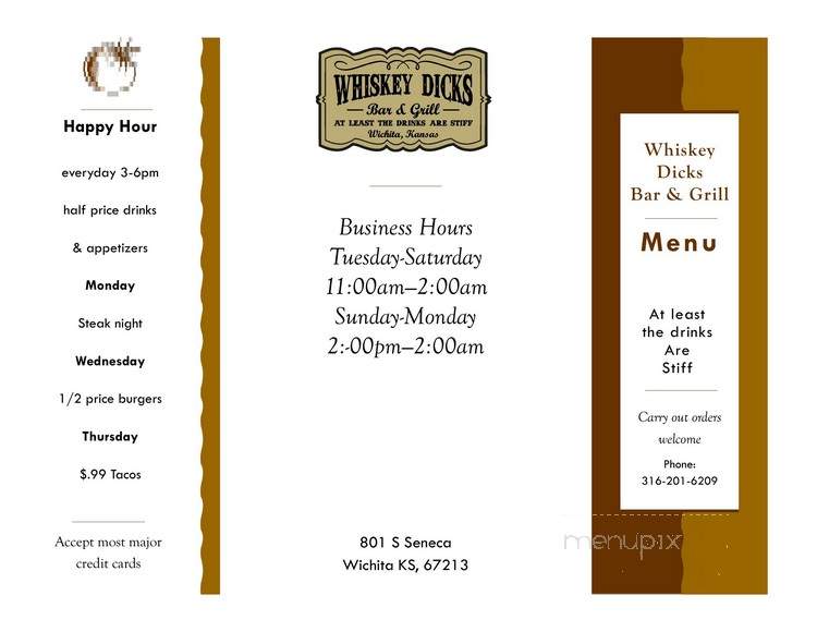 Whiskey Dick's Bar and Grill - Wichita, KS menu_pic