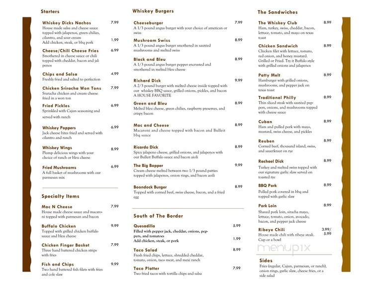 Whiskey Dick's Bar and Grill - Wichita, KS menu_pic